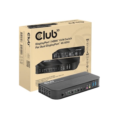 Club 3D DisplayPort/HDM KVM Switch auf Dual DisplayPort 4K 60Hz von Club3D