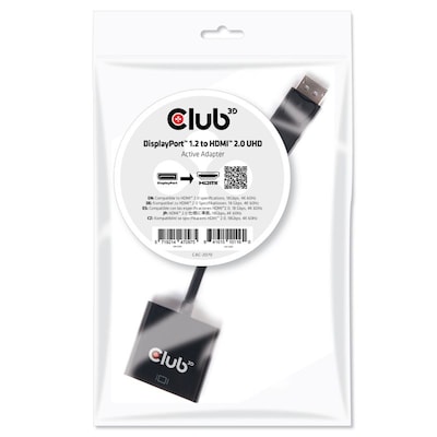 Club 3D DisplayPort 1.2 Adapter DP zu HDMI 2.0 aktiv UHD 4K60Hz schwarz CAC-2070 Club 3D DisplayPort 1.2 Adapter DP zu HDMI 2.0 aktiv UHD 4K60Hz schwarz CAC-2070 von Club3D