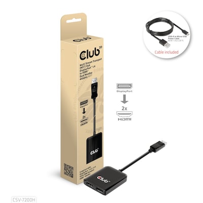 Club 3D DisplayPort 1.4 auf HDMI Dual Monitor 4K60Hz 0,2m schwarz von Club3D