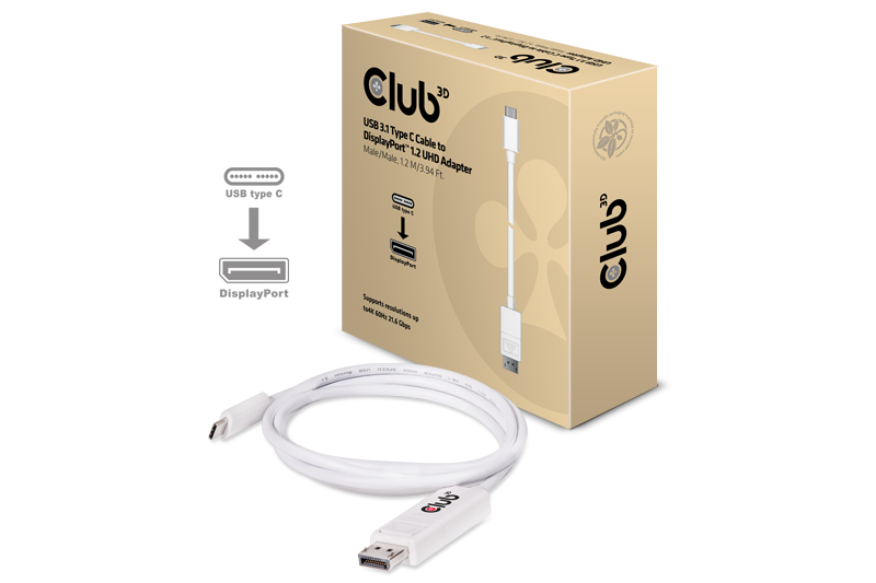 Club 3D - DisplayPort-Kabel - USB Typ C (M) bis DisplayPort (M) - 1,2m - 4K Unterstützung (CAC-1517) von Club3D