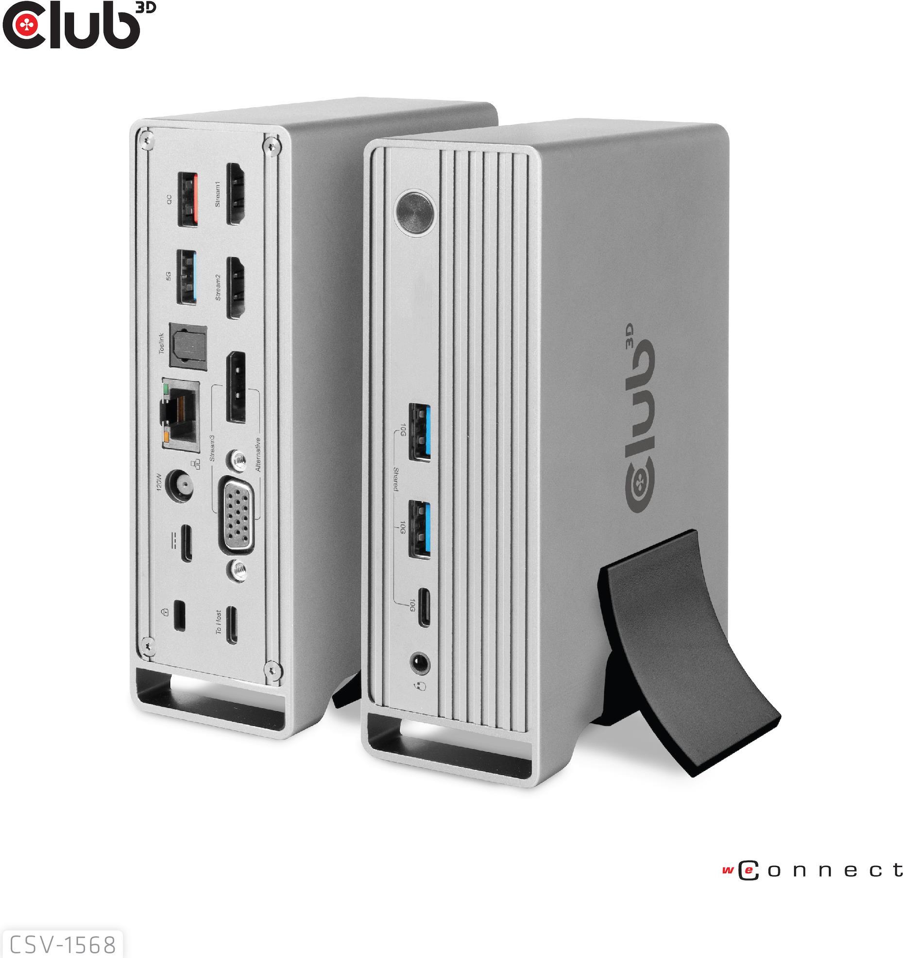 Club 3D - Dockingstation - USB-C - VGA, 2 x HDMI, DP - GigE - 120 Watt Club 3D - Dockingstation - USB-C - VGA, 2 x HDMI, DP - GigE - 120 Watt von Club3D