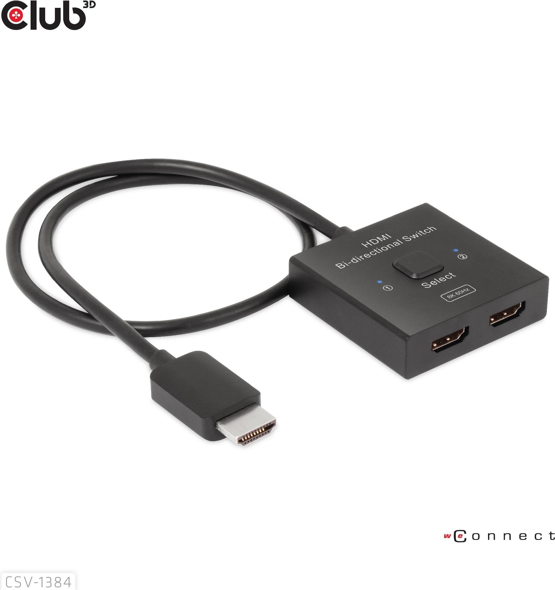 Club 3D HDMI 2-in-1 Bi-directional Switch for 8K60Hz or 4K120Hz - Digital/Display/Video (CSV-1384) von Club3D