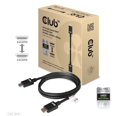 Club 3D HDMI 2.1 Kabel 1,5m Ultra High Speed 4K120Hz, 8K60Hz St./St. schwarz von Club3D