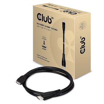 Club 3D HDMI Kabel 1m mini HDMI zu HDMI 2.0 UHD bidirektional St./St. schwarz von Club3D