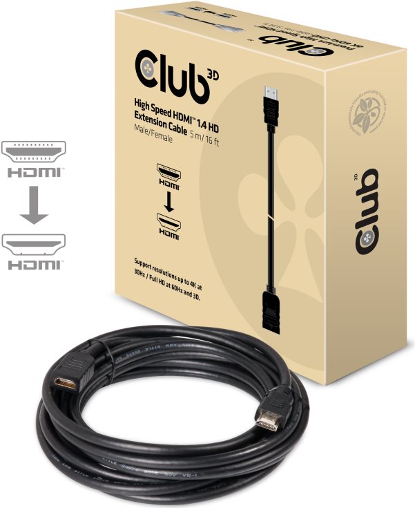 Club 3D - HDMI-Verlängerungskabel - HDMI (M) bis HDMI (W) - 5,0m - 4K Unterstützung (CAC-1320) von Club3D