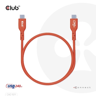 Club 3D USB 2.0 Typ-C Kabel Bidirektional USB-IF 480Mb PD 240W St./St. 4m orange von Club3D