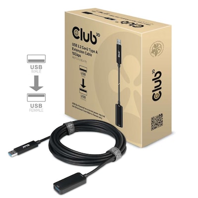 Club 3D USB 3.2 Gen2 Typ A-Verlängerungskabel 10 Gbits St./B. 5 m schwarz Club 3D USB 3.2 Gen2 Typ A-Verlängerungskabel 10 Gbits St./B. 5 m schwarz von Club3D