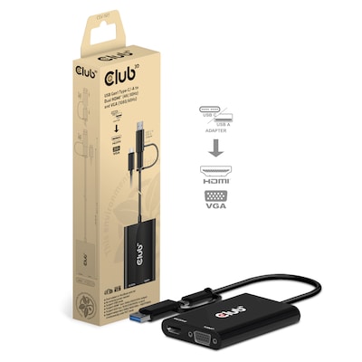 Club 3D USB 3.2 Splitter Type-C/-A zu Dual HDMI (4K/30Hz) + VGA CSV-1611 von Club3D