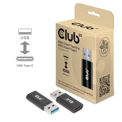 Club 3D USB 3.2 Typ-A auf USB 3.2 Gen1 Typ-C Adapter St./B. schwarz von Club3D