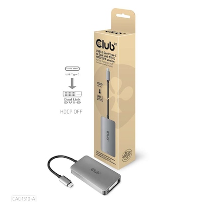 Club 3D USB 3.2 auf Dual Link DVI-D HDCP OFF aktiv St./ Bu. für Cinema Displays von Club3D