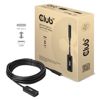 Club 3D USB Gen2 Typ-C zu Typ-A Kabel 10Gbps 5m Bu./St. von Club3D