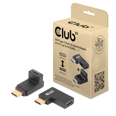 Club 3D USB-Typ-C Gen2 gewinkelte Adapter 2 Stk. bis zu 4K120Hz St./B. von Club3D