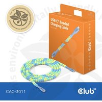 Club 3D USB Typ-C zu Typ-C Perlen Kabel 60W 2m blau Club 3D USB Typ-C zu Typ-C Perlen Kabel 60W 2m blau von Club3D