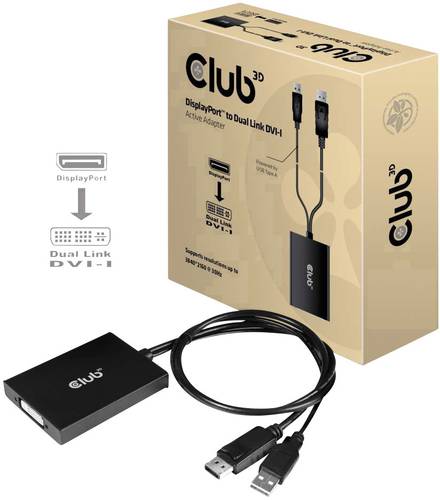 Club3D CAC-1010 DisplayPort Adapter [1x DisplayPort Stecker, USB 2.0 Stecker A - 1x DVI-Buchse 24+5p von Club3D