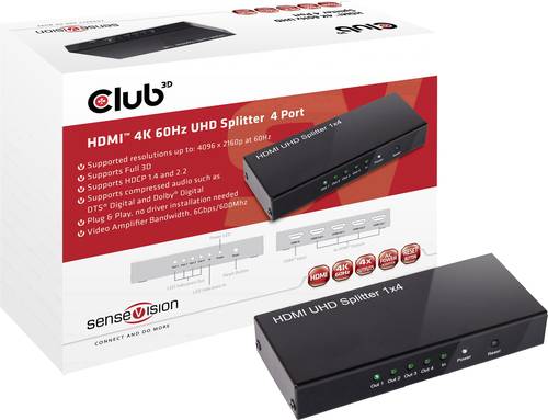 Club3D CSV-1380 4 Port HDMI-Splitter 4096 x 2160 Pixel Schwarz von Club3D