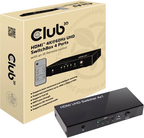 Club3D CSv-1370 4 Port HDMI-Switch 4096 x 2160 Pixel von Club3D