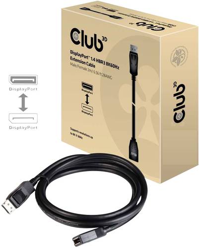 Club3D DisplayPort Verlängerungskabel DisplayPort Stecker, DisplayPort Buchse 2.00m Schwarz CAC-102 von Club3D