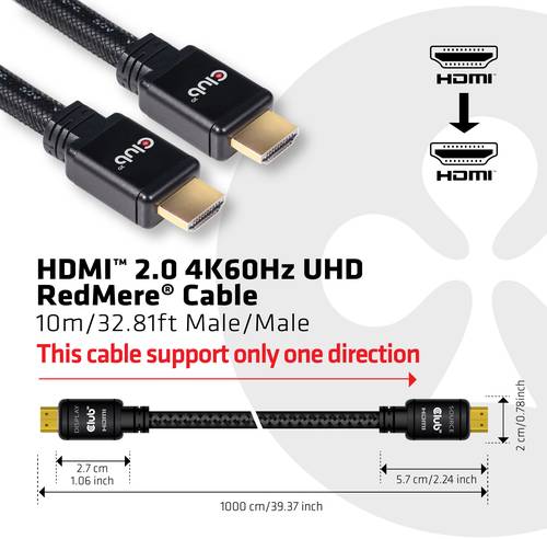 Club3D HDMI Anschlusskabel HDMI-A Stecker, HDMI-A Stecker 10.00m Schwarz CAC-2313 Flammwidrig, High von Club3D