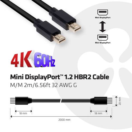Club3D Mini-DisplayPort Anschlusskabel Mini DisplayPort Stecker, Mini DisplayPort Stecker 2.00m Schw von Club3D
