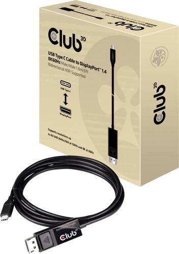 Club3D USB-C® / DisplayPort Adapterkabel USB-C® Stecker, DisplayPort Stecker 1.80m Schwarz CAC-155 von Club3D