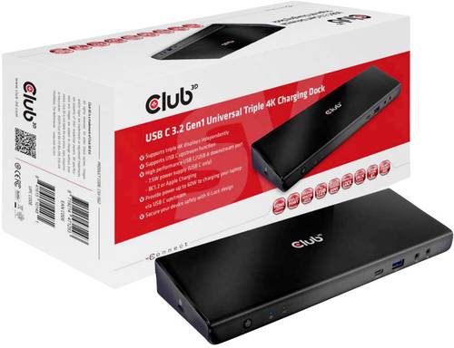 Club3D USB-C® Notebook Dockingstation USB-C™ 3.2 Gen1 Universal Triple 4K Charging Dock Passend f von Club3D