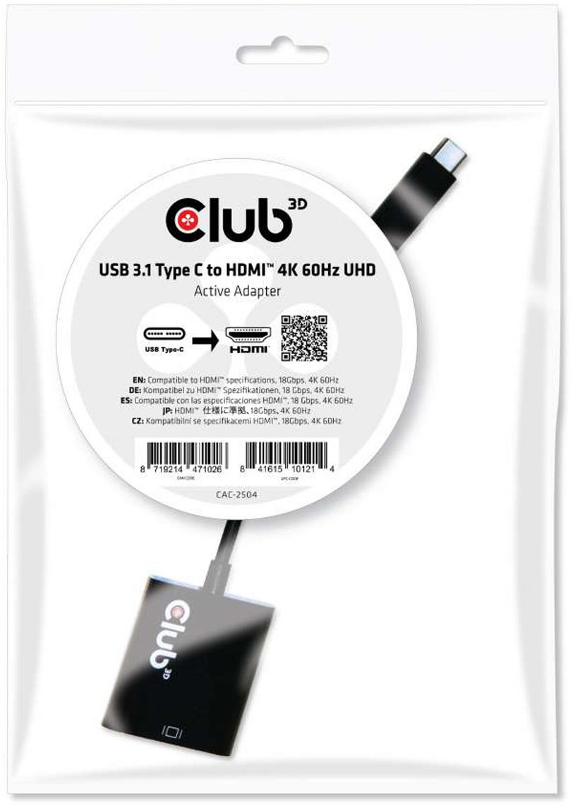 USB 3.1 C St. > HDMI 2.0 Bu. UHD aktiver Adapter von Club3D