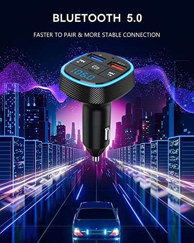 Clydek FM Transmitter für Auto, Bluetooth 5.0 Autoradio Audio Adapter mit Dual USB Ladebuchse, MP3 Player Autoladegerät Unterstützt Freisprecheinrichtung, USB Stick, SD Karte von Clydek