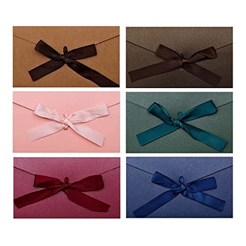 6 Stück Geschenkkarten Briefumschläge, 6 Farben Umschläge Farbige Kraftpapier Umschlag mit Bändern, für Party-Geschenkkarten Grußkarten Einladung zum Hochzeit Geburtstag, 22x 11cm von Clyhon