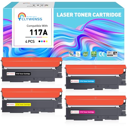 Clywenss 117A Toner Set Kompatibel mit HP 117A Tonerkartuschen für Color Laser MFP 179fwg 178nw 178nwg 179fnw 150nw 150a 150 178 179, 4-Pack (Schwarz Cyan Gelb Magenta) von Clywenss