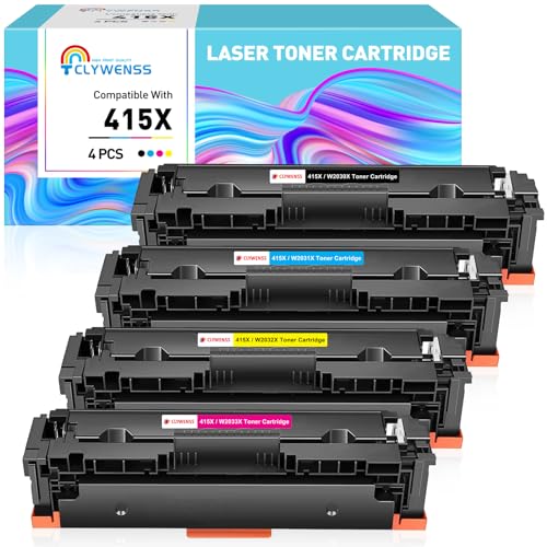 Clywenss 415X Toner Kompatibel mit HP 415X 415A Tonerkartuschen für Color LaserJet Pro MFP M479fdw M479fnw M479fdn M480f M455dn M454dn M454dw M479dw Toner 4-Pack (Schwarz Cyan Gelb Magenta, Kein Chip) Clywenss 415X Toner Kompatibel mit HP 415X 415A Tonerkartuschen für Color LaserJet Pro MFP M479fdw M479fnw M479fdn M480f M455dn M454dn M454dw M479dw Toner 4-Pack (Schwarz Cyan Gelb Magenta, Kein Chip) von Clywenss