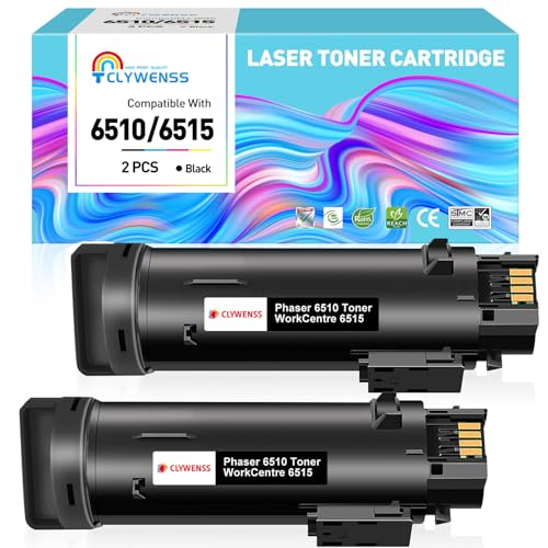 Clywenss 6510 6515 Toner Schwarz Kompatible für Xerox 6510 6515 XL Tonerkassette für Phaser 6510 6510dn 6510n 6510dni 6510dnm Workcentre 6515 6515dn 6515n 6515dni 6515dnm Drucker Toner, 2er-Pack von Clywenss