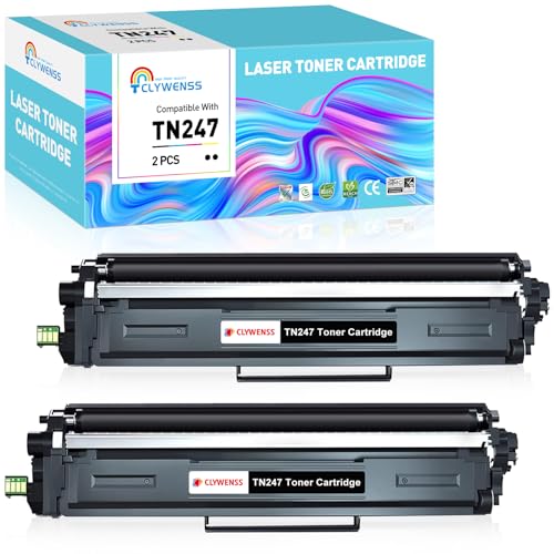 Clywenss TN-247BK TN-243BK Toner Kompatibel mit Brother TN-247 TN247 TN-243 TN243 Tonerkartuschen für MFC-L3750CDW MFC-L3770CDW DCP-L3550CDW HL-L3210CW MFC-L3710CW DCP-L3510CDW HL-L3230CDW, 2 Schwraz von Clywenss