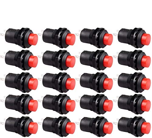 CLDIY 20 Stück SPST Selbstsperrender Druckschalter AUS/EIN AC 250V / 1.5A 125V / 3A Rote Kappe für Auto von Clyxgs