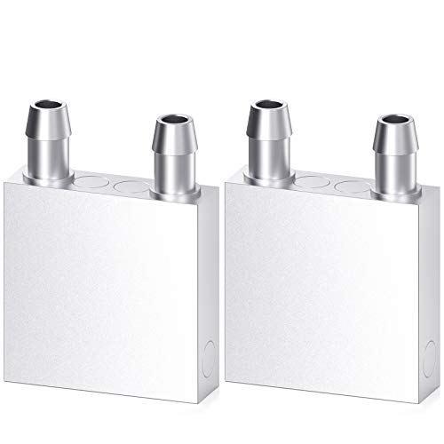 CLDIY Aluminium Wasserkühlblock, Flüssigkeitswasserkühler Kühlkörpersystem für PC Computer CPU Graphics Kühler Kühlkörper Endothermic Head Silber (40mm x 40mm x 12mm) 2 STÜCK von Clyxgs