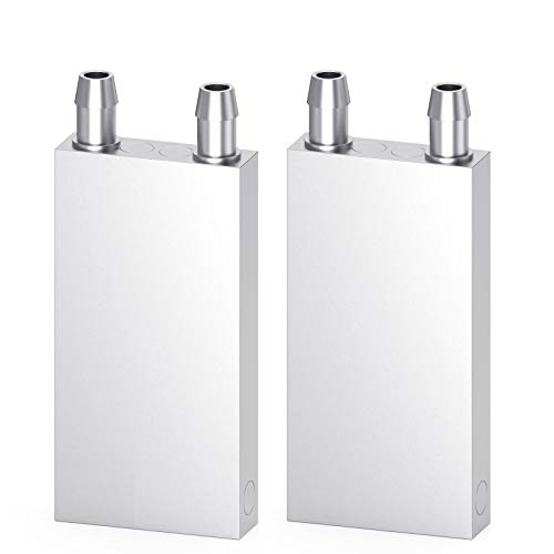 CLDIY Aluminium Wasserkühlblock, Flüssigkeitswasserkühler Kühlkörpersystem für PC Computer CPU Graphics Kühler Kühlkörper Endothermic Head Silber (40mm x 80mm x 12mm) 2 STÜCK von Clyxgs