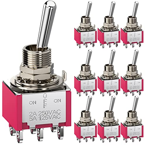 CLDIY Kippschalter AC 5A / 125V 2A / 250V 6-polige Anschlüsse Ein/Aus/Ein 3 Positionen DPDT Kippschalter Mini Miniatur Kippschalter Auto Armaturenbrett, 10St von Clyxgs