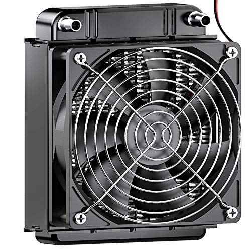 CLDIY Wassergekühlter Kühler, 8-Rohr-Aluminium-Wärmetauscher-Kühler mit Lüfter für PC-CPU-Computer-Wasserkühlsystem DC12V 80mm von Clyxgs
