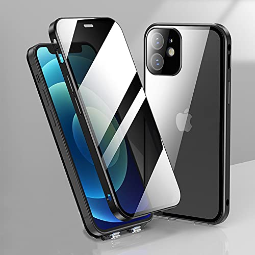 Cmeilau Kompatibel mit dem iPhone 11/12 Pro Max Anti-Peep-Push-Pull-Schnallenetui, doppelseitiger Sichtschutz aus gehärtetem Glas Metall-Stoßstangenrahmen Anti-Spy für iPhone von Cmeilau