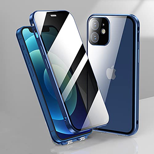 Cmeilau Kompatibel mit dem iPhone 11/12 Pro Max Anti-Peep-Push-Pull-Schnallenetui, doppelseitiger Sichtschutz aus gehärtetem Glas Metall-Stoßstangenrahmen Anti-Spy für iPhone von Cmeilau