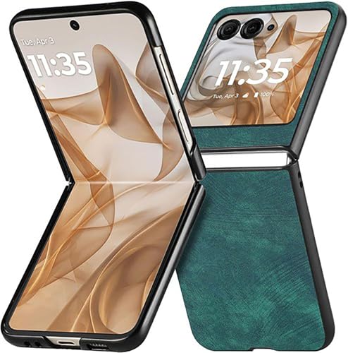 Cmeilau Stoßdicht Faltbarer Leder dünne Glatte Hülle für Motorola Razr 60 Ultra, Anti-Kratzer-Schutzhüllen für Männer mit PC-Rückdecke (Green) von Cmeilau