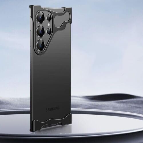 Cmeilau Speziell geformte Metall-Eckpolster-Anti-Fall-Handyhülle für Samsung Galaxy S24 S23+, rahmenlose Metall-Aluminium-Stoßstange mit Linsenfolie von Cmeilau