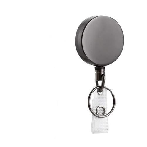2 x Luxus-Qualität, einziehbare Zugabzeichenspule, Zinklegierung, Metall, Ausweis-Schlüsselband, Namensschild, Karte, Rückstoßgürtel, Schlüsselanhänger, Ketten-Clips (grau) von Cmis Kbei