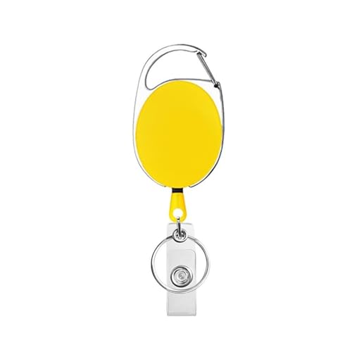 3 x Gürtelseil, Büro-Schlüsselband, Clip, Schlüsselanhänger, Namensschild-Halter, Schlüsselanhänger, Ausweis, Schlüsselanhänger, Kordelspule, einziehbar, Abzeichen (gelb) von Cmis Kbei