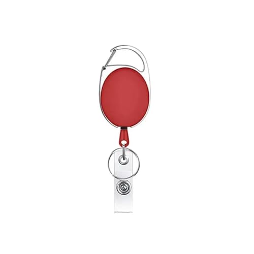 Ausweishalter, einziehbarer Ausweishalter mit Karabiner, Gürtelclip, Schlüsselanhänger für Ausweis, Namensschilder, Büro, Namensschild (2 Stück, rot), 4 Stück von Cmis Kbei
