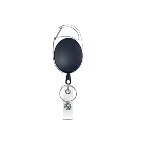 Ausweishalter, einziehbarer Ausweishalter mit Karabiner, Gürtelclip, Schlüsselanhänger für Ausweis, Namensschilder, Büro, Namensschild (2 Stück, schwarz), 4 Stück von Cmis Kbei
