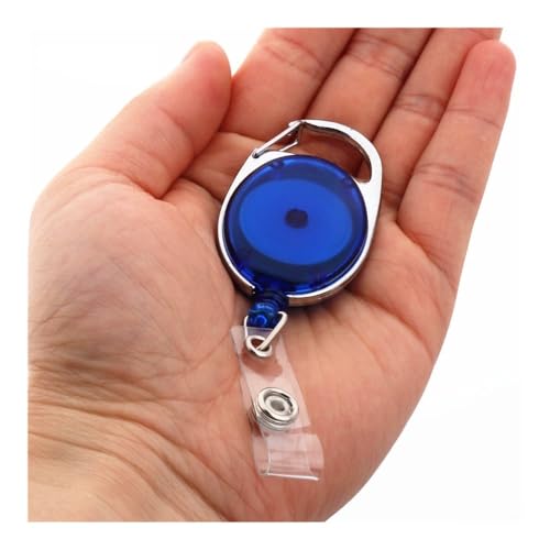 Ausziehbarer Ausweishalter, Zinklegierung, Kunststoff, Ausweis-Schlüsselband, Namensschild, Karte, Schlüsselanhänger, Ketten-Clips (transparentes Blau) von Cmis Kbei