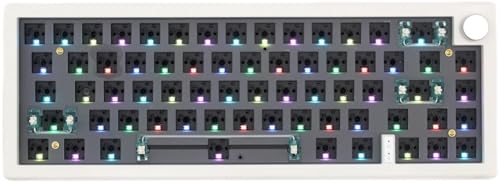 Cmokifuly GMK67 65% Mechanische Tastatur-Kit - Tri-Mode South-Facing RGB LED Gaming für 3/5-Polige Schalter, 66 Tasten + 1 Knopf Hotswap Sockel PCB Dichtungsplatte DIY Kit (Weiß) von Cmokifuly