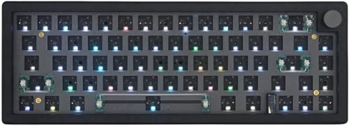 Cmokifuly GMK67 65 % mechanische Tastatur, Tri-Modus, südgerichtete RGB-LED für 3/5-polige Schalter, 66 Tasten + 1 Knopf, Hotswap-Buchse, PCB-Dichtung, montierte Platte, Gaming-Tastatur-Set (schwarz) von Cmokifuly