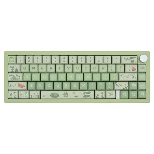Cmokifuly Green Frog Cute Keycaps MDA Profile Keycaps,Custom PBT Keycaps für mechanische Tastatur,Cute Keycaps mit148 Tasten Dye-Sub für ANSI&Extra Enter (Grün) von Cmokifuly