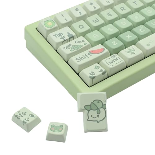 Cmokifuly Green Frog Cute Keycaps MDA Profile Keycaps,Custom PBT Keycaps für mechanische Tastatur,Cute Keycaps mit148 Tasten Dye-Sub für ANSI&Extra Enter (Grün) von Cmokifuly